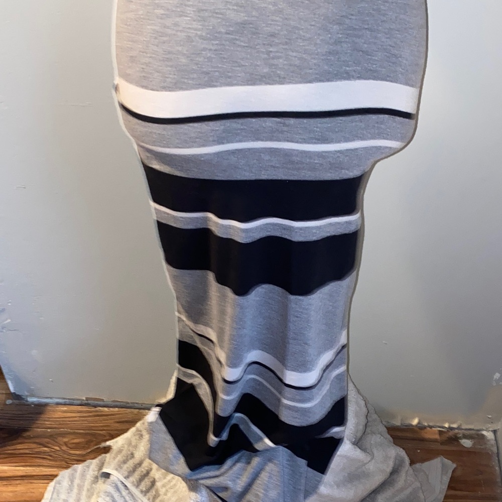 Derek Heart Black and Gray Striped Maxi Dress - Picture 6 of 9